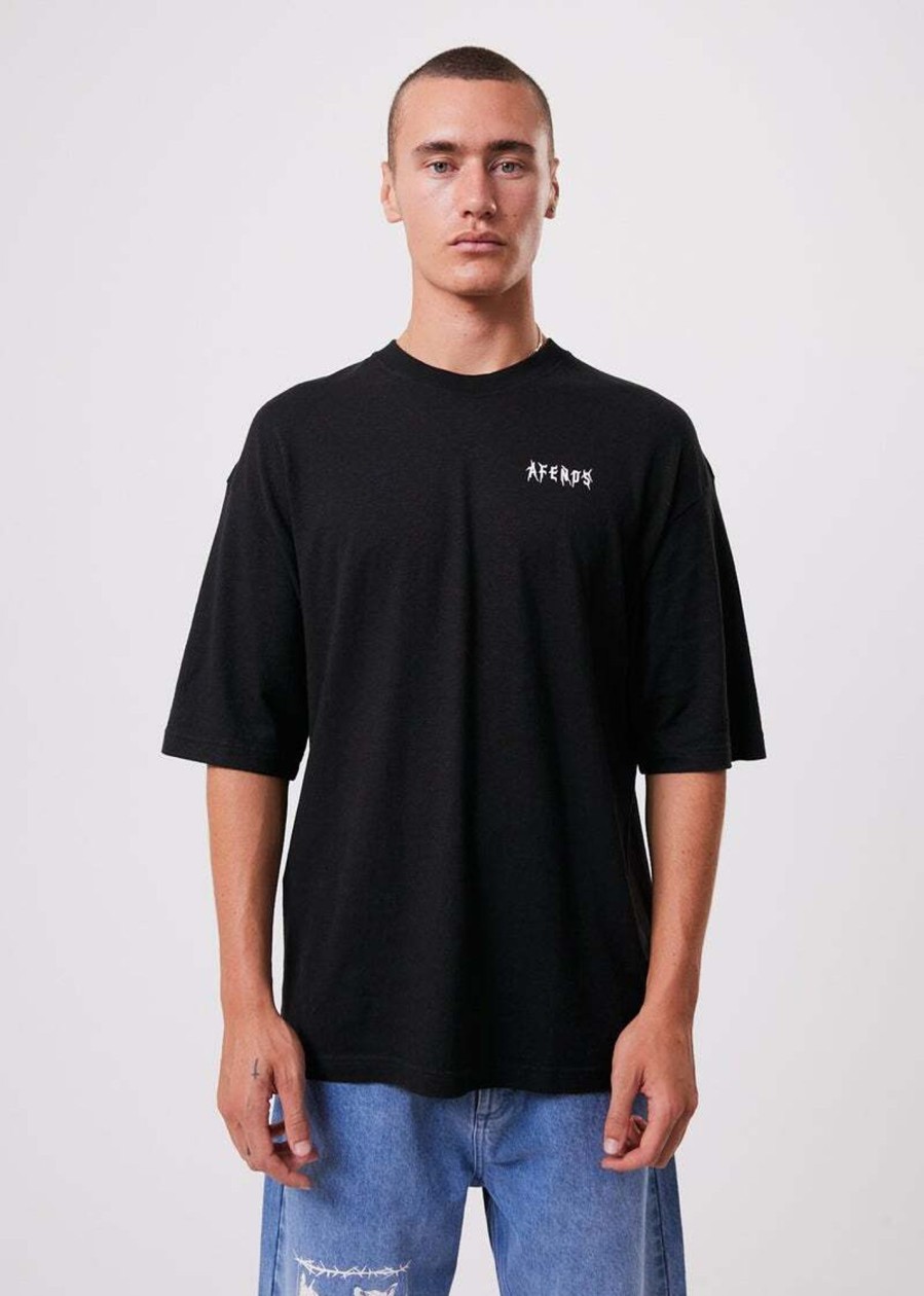 Men'S Clothing Afends | Actual Pain - Hemp Oversized Graphic T-Shirt