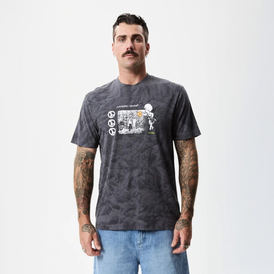 Men'S Clothing Afends | Natural Technology - Hemp Retro Graphic T-Shirt Black