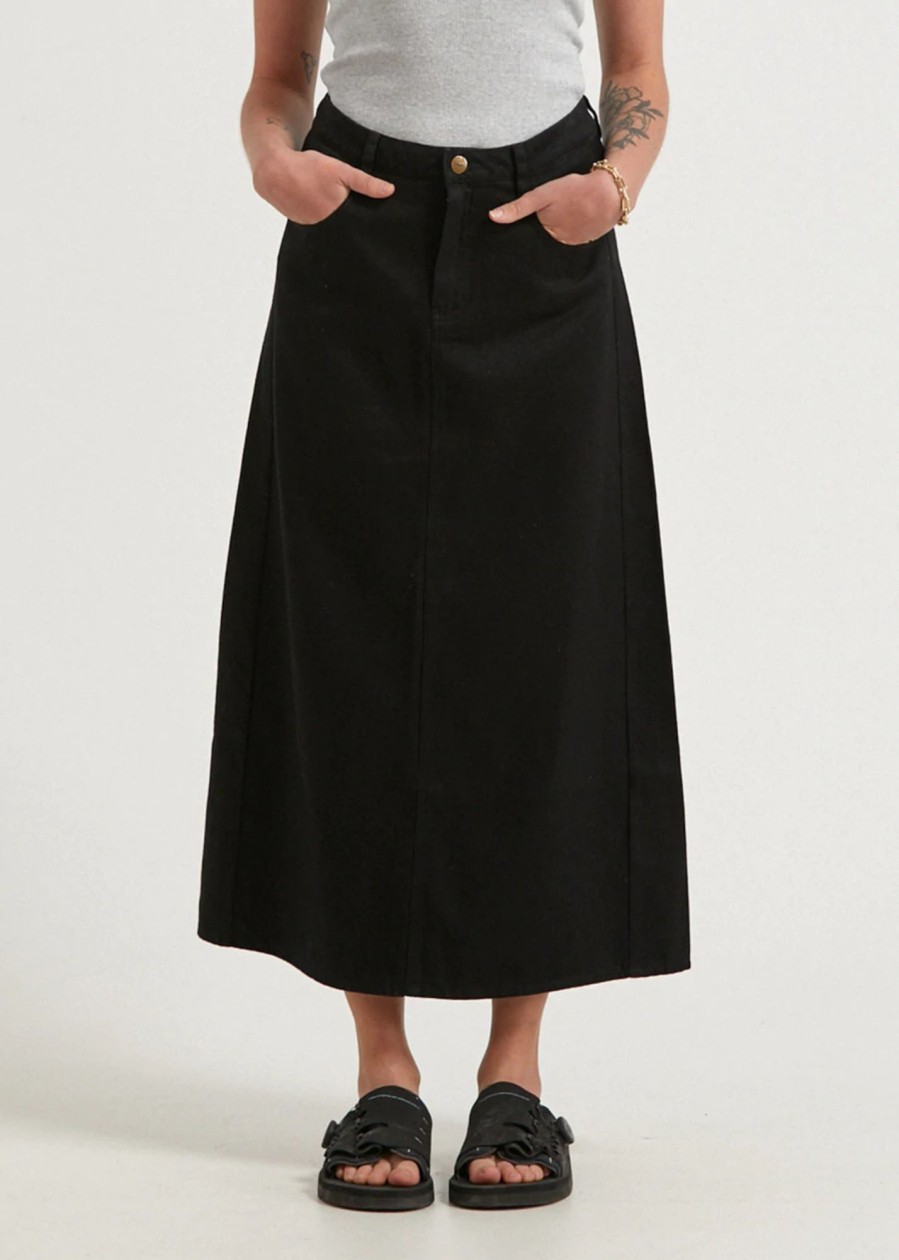 Women'S Clothing Afends | Nina - Hemp High Rise Skirt Black