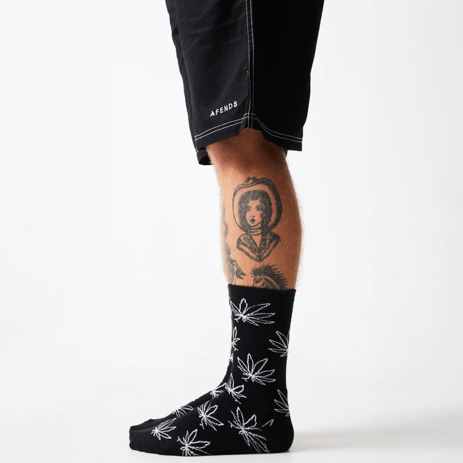 Accessories Afends | Walker - Hemp Crew Socks - Black - Os