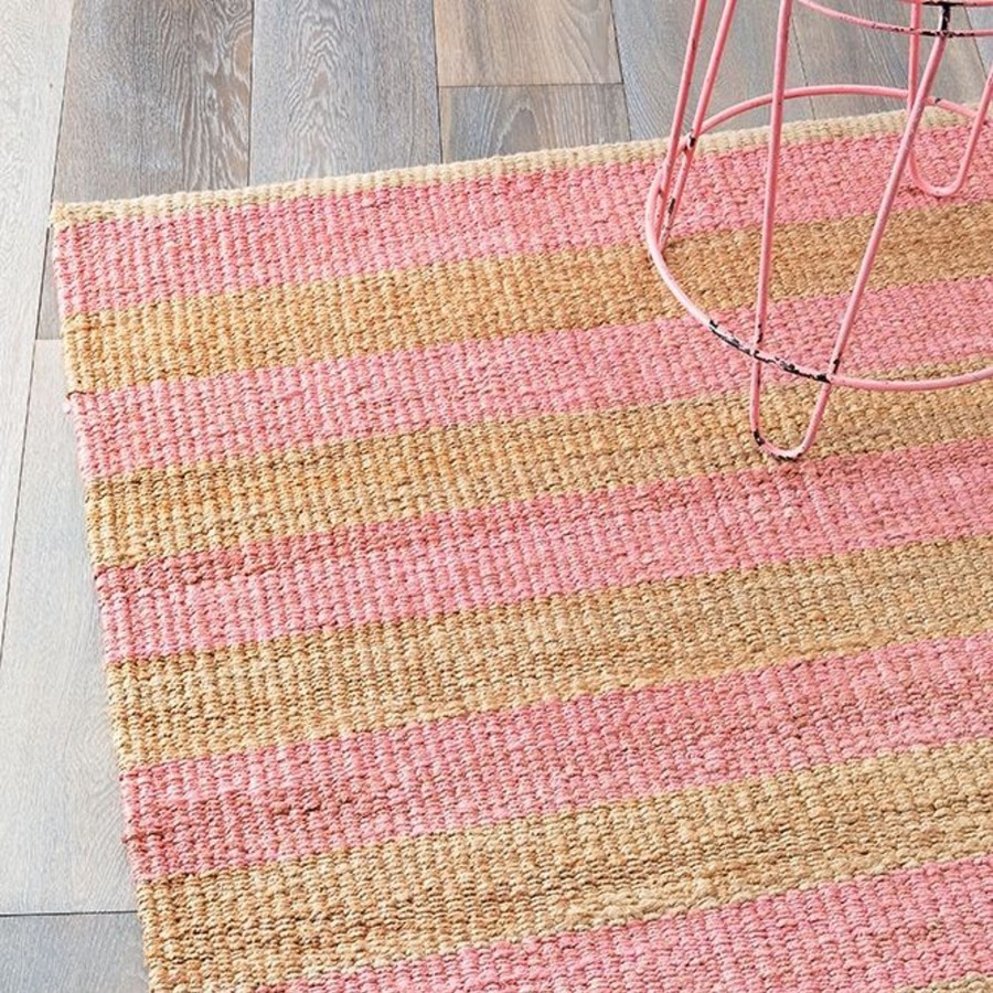 Homewares Armadillo | Nest Weave Awning Stripe Rug - Rosewater/Natural - 1.4 X 2M