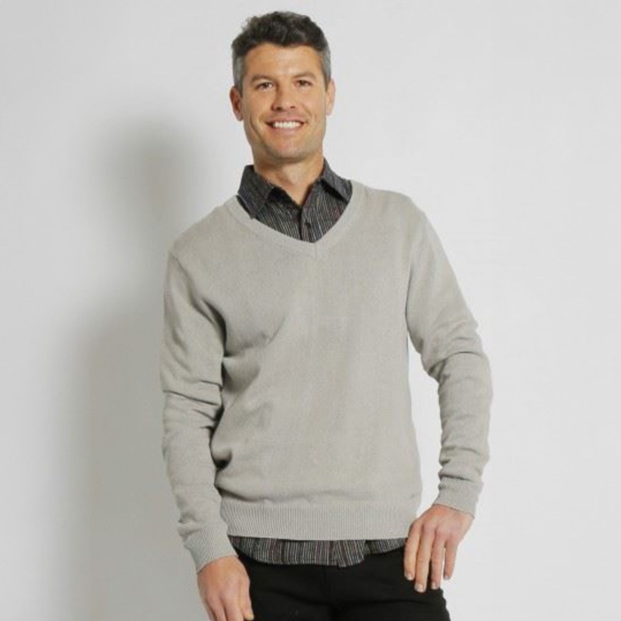 Men'S Clothing Braintree Hemp | Sergio - Hemp V Neck Knit Jumper