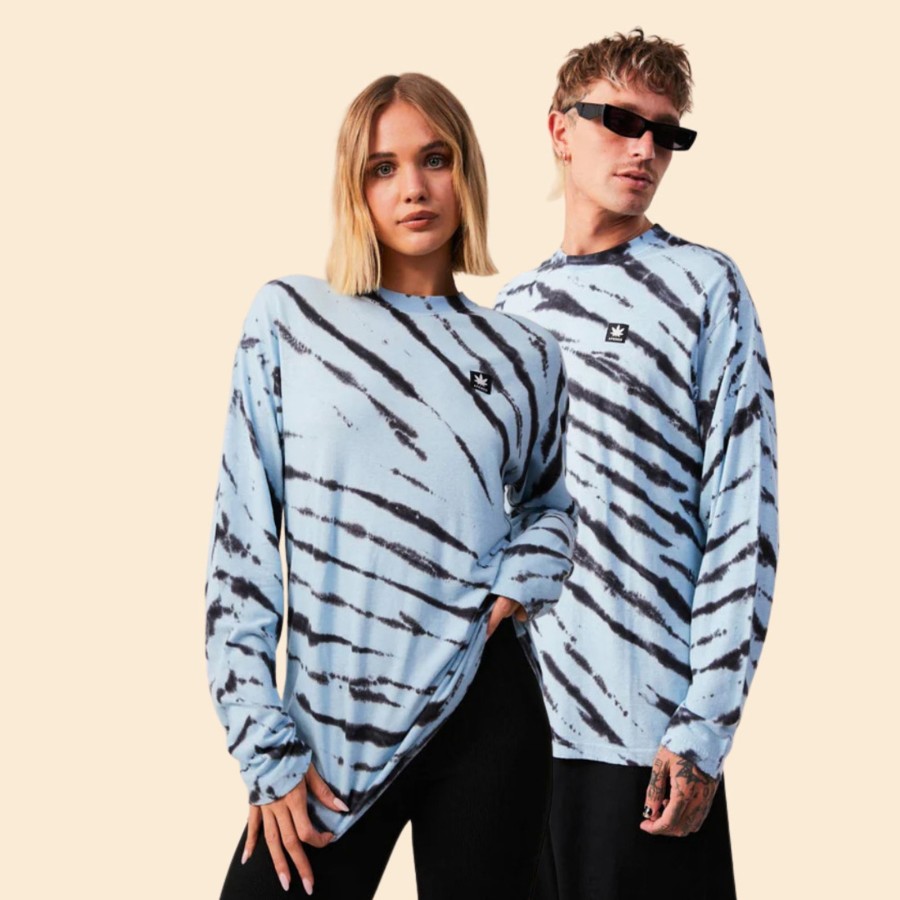 Women'S Clothing Afends | Controlla - Unisex Hemp Tie-Dye Long Sleeve T-Shirt Sky Blue