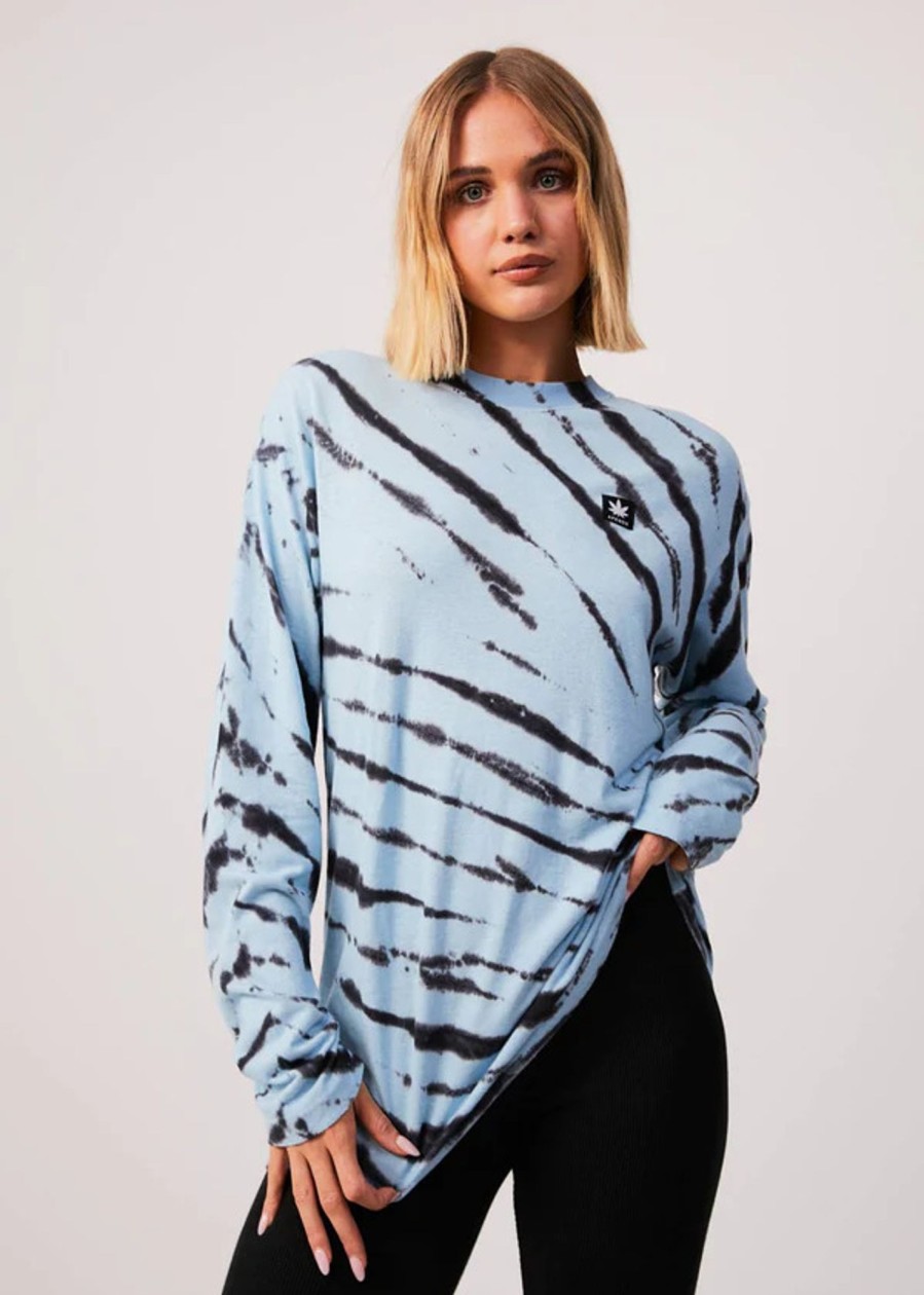 Women'S Clothing Afends | Controlla - Unisex Hemp Tie-Dye Long Sleeve T-Shirt Sky Blue