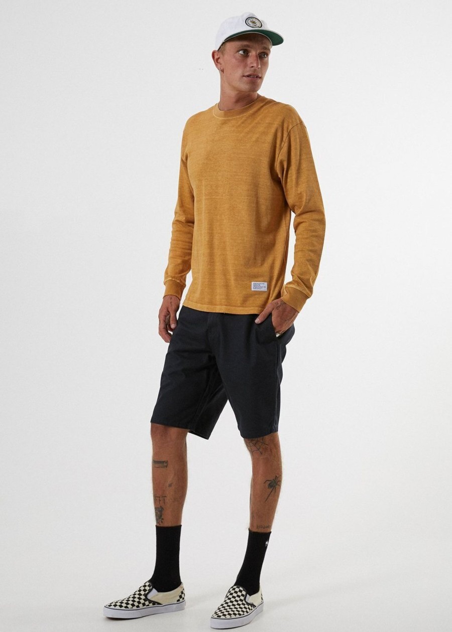 Men'S Clothing Afends | Standard Issue - Heavy Weight Hemp Long Sleeve Tee Cement