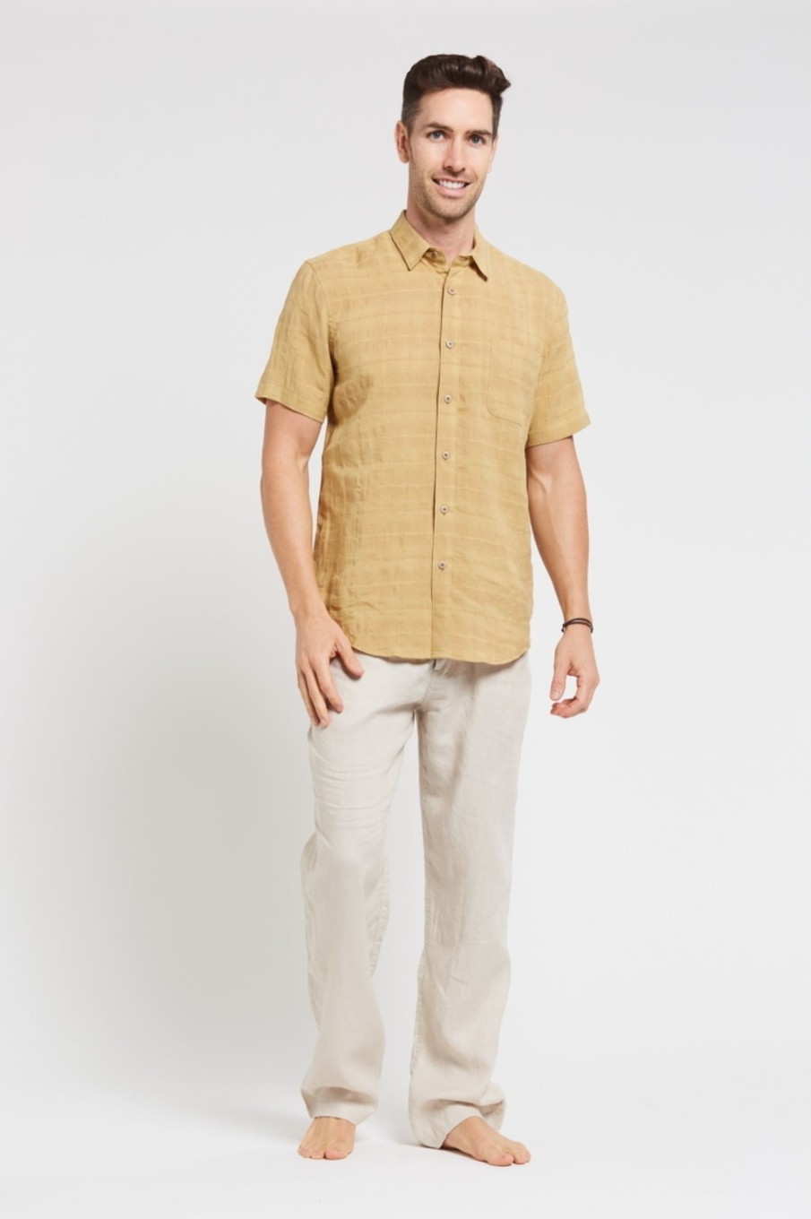 Men'S Clothing Braintree Hemp | Morrison - 100% Hemp Short Sleeve Shirt Natural