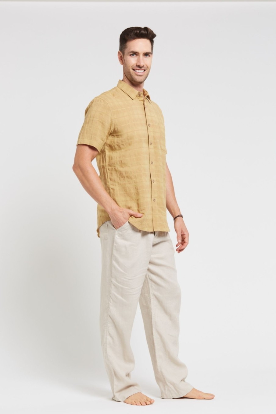 Men'S Clothing Braintree Hemp | Morrison - 100% Hemp Short Sleeve Shirt Natural