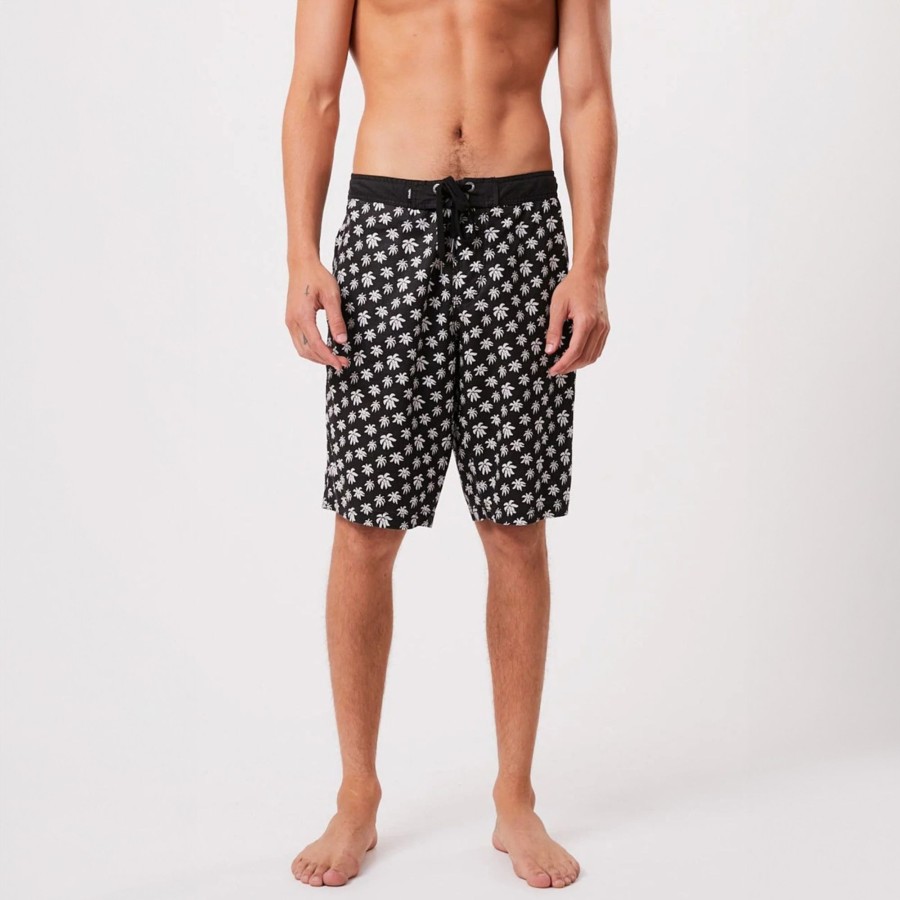 Men'S Clothing Afends | Pascale - Hemp Fixed Waist Boardshorts Black