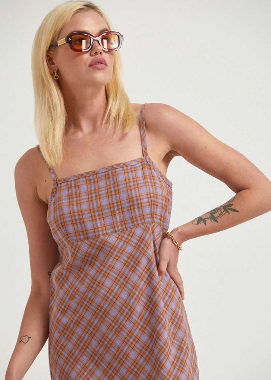 Women'S Clothing Afends | Colby - Hemp Check Dress Plum