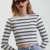 Women'S Clothing Afends | Moby - Hemp Striped Long Sleeve Top Shadow