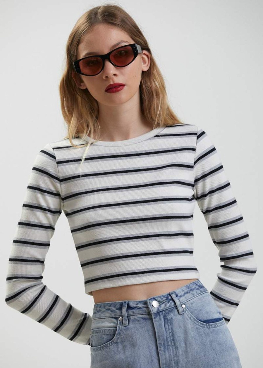 Women'S Clothing Afends | Moby - Hemp Striped Long Sleeve Top Shadow