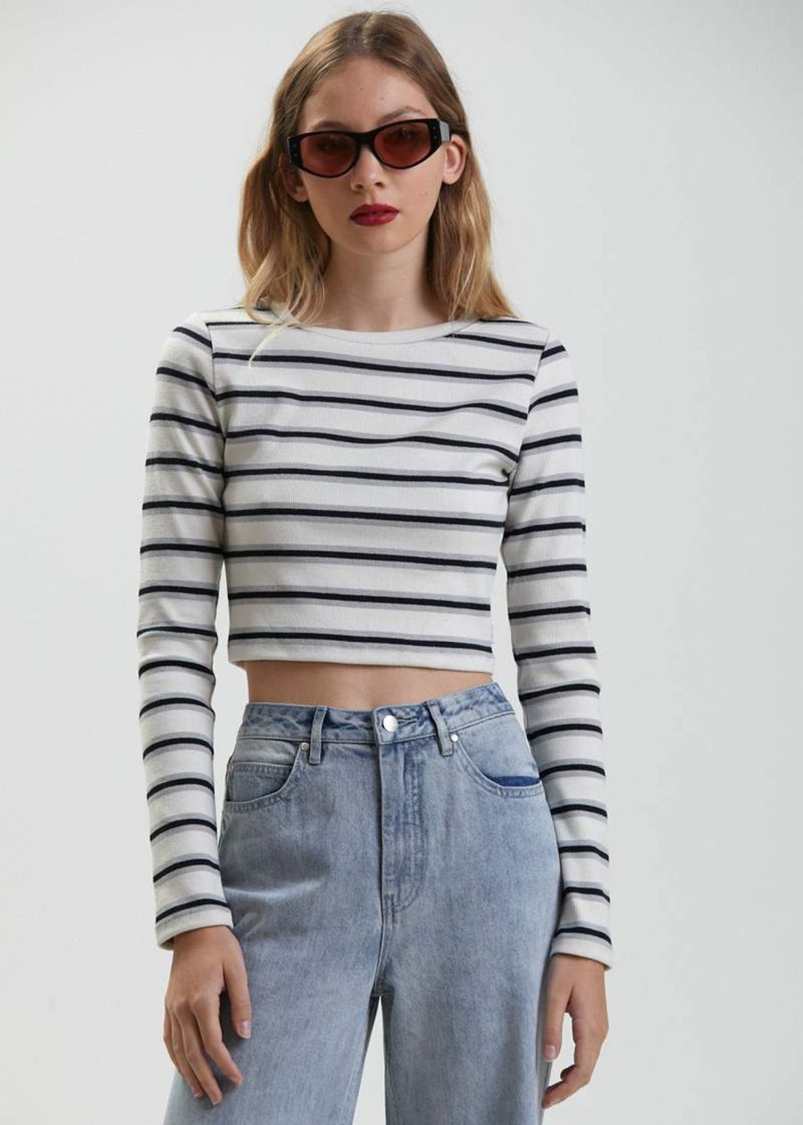 Women'S Clothing Afends | Moby - Hemp Striped Long Sleeve Top Shadow