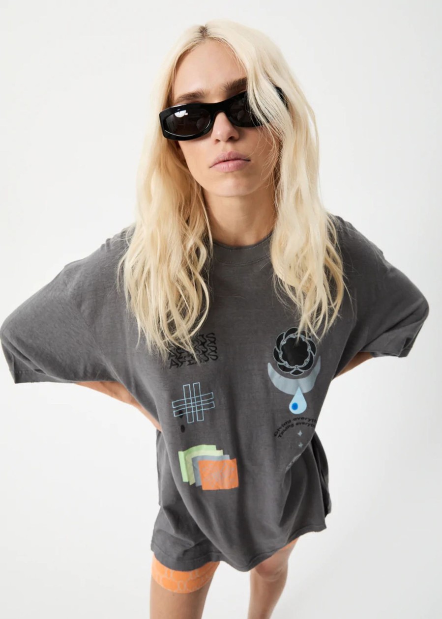 Women'S Clothing Afends | Euphoria - Hemp Oversized Graphic T-Shirt Steel