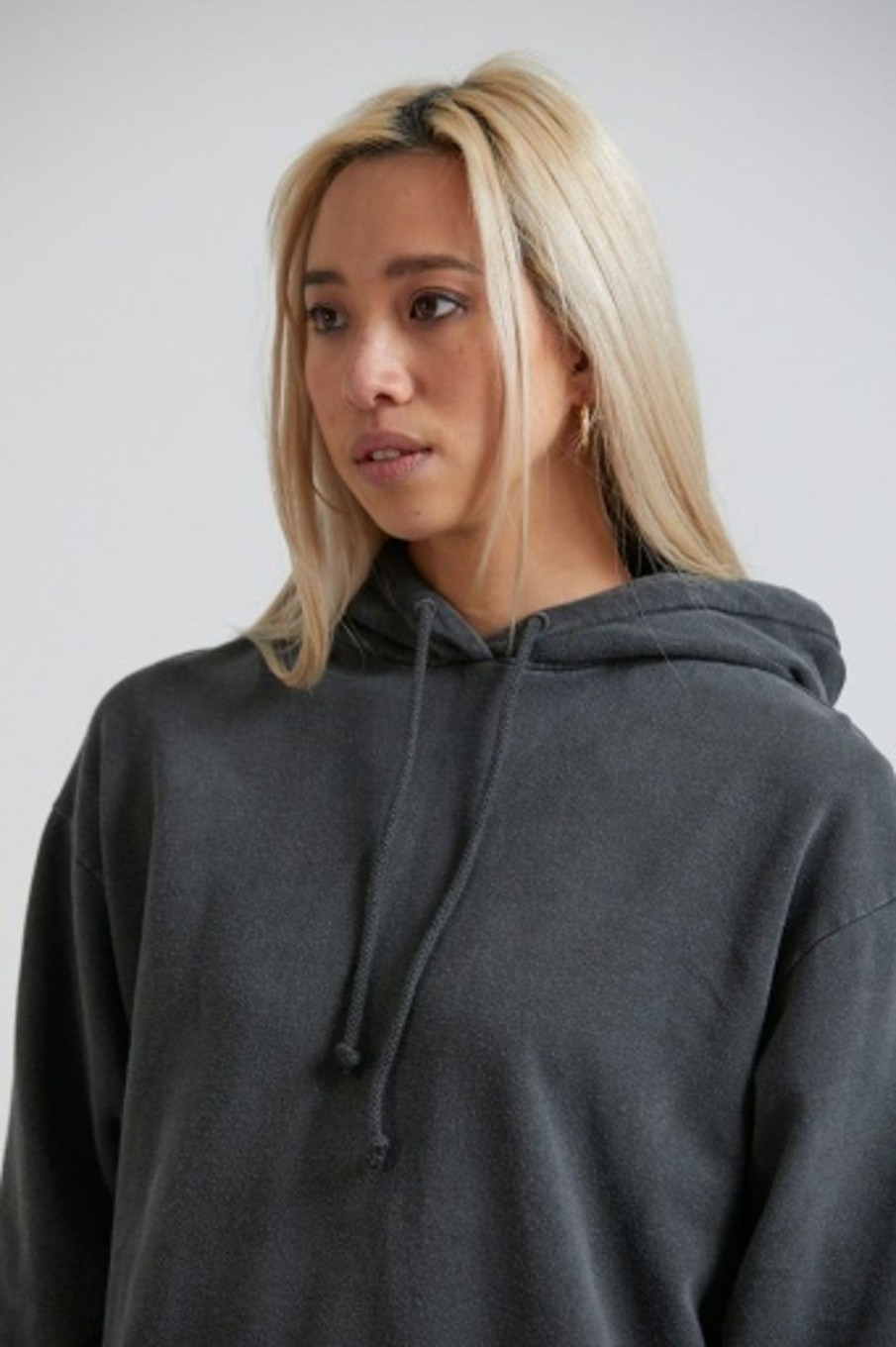 Women'S Clothing Afends | Thc - Unisex Hemp Oversized Pull On Hood Stone Black