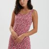 Women'S Clothing Afends | Madeline - Hemp Canvas Floral Mini Dress Red