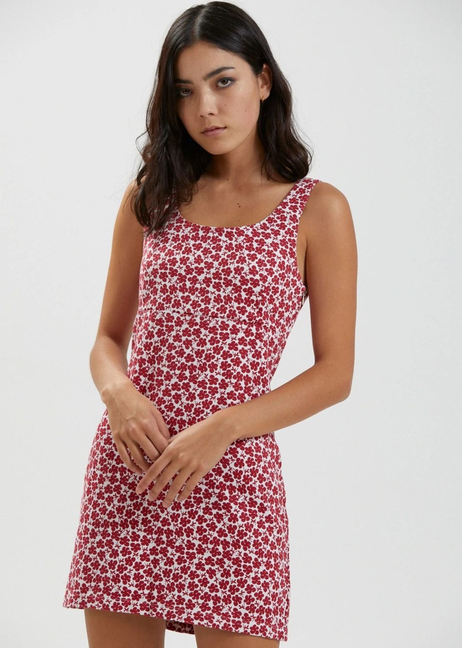 Women'S Clothing Afends | Madeline - Hemp Canvas Floral Mini Dress Red