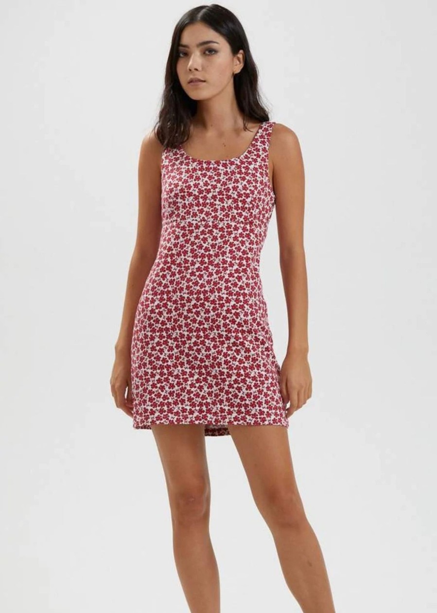 Women'S Clothing Afends | Madeline - Hemp Canvas Floral Mini Dress Red