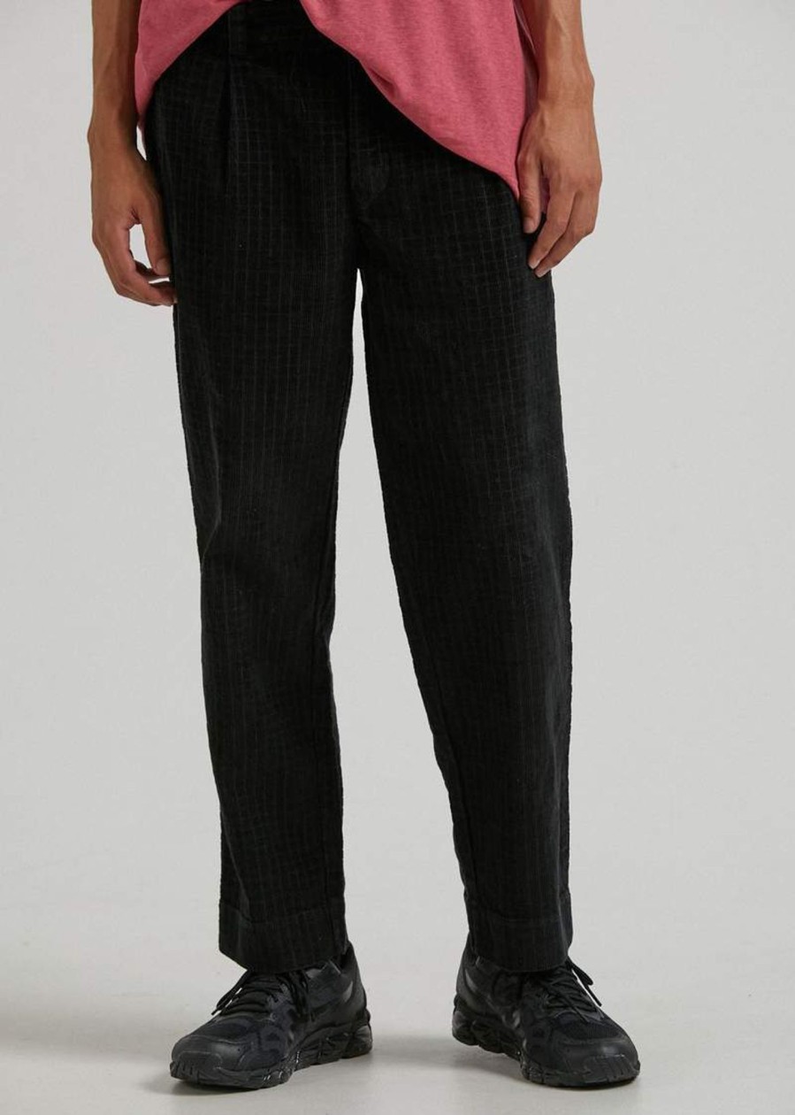 Men'S Clothing Afends | Enjoy - Hemp Check Corduroy Suit Pant Black