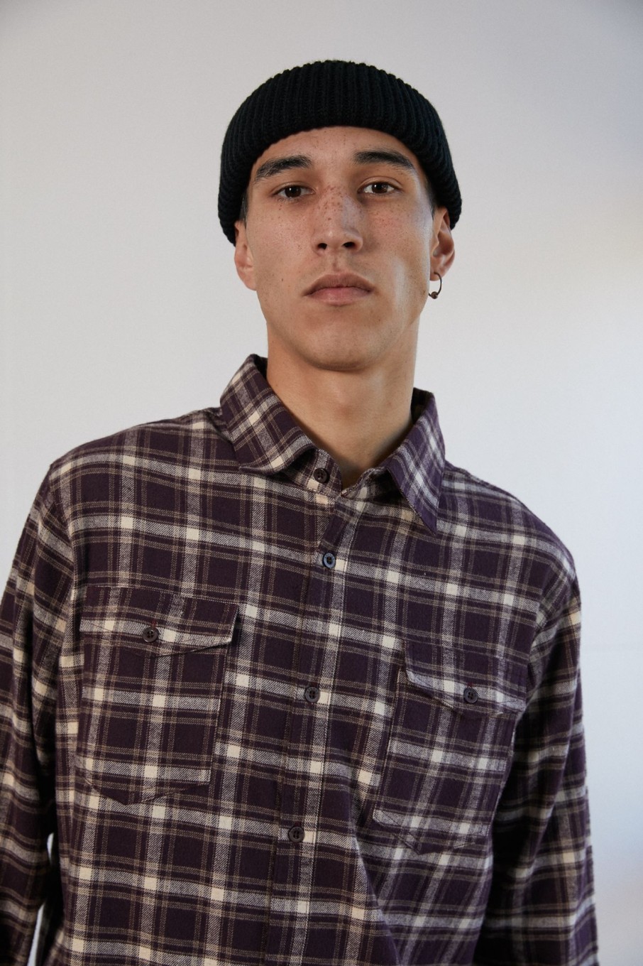 Men'S Clothing Afends | Xf Falcon - Hemp Long Sleeve Shirt Mulberry Check