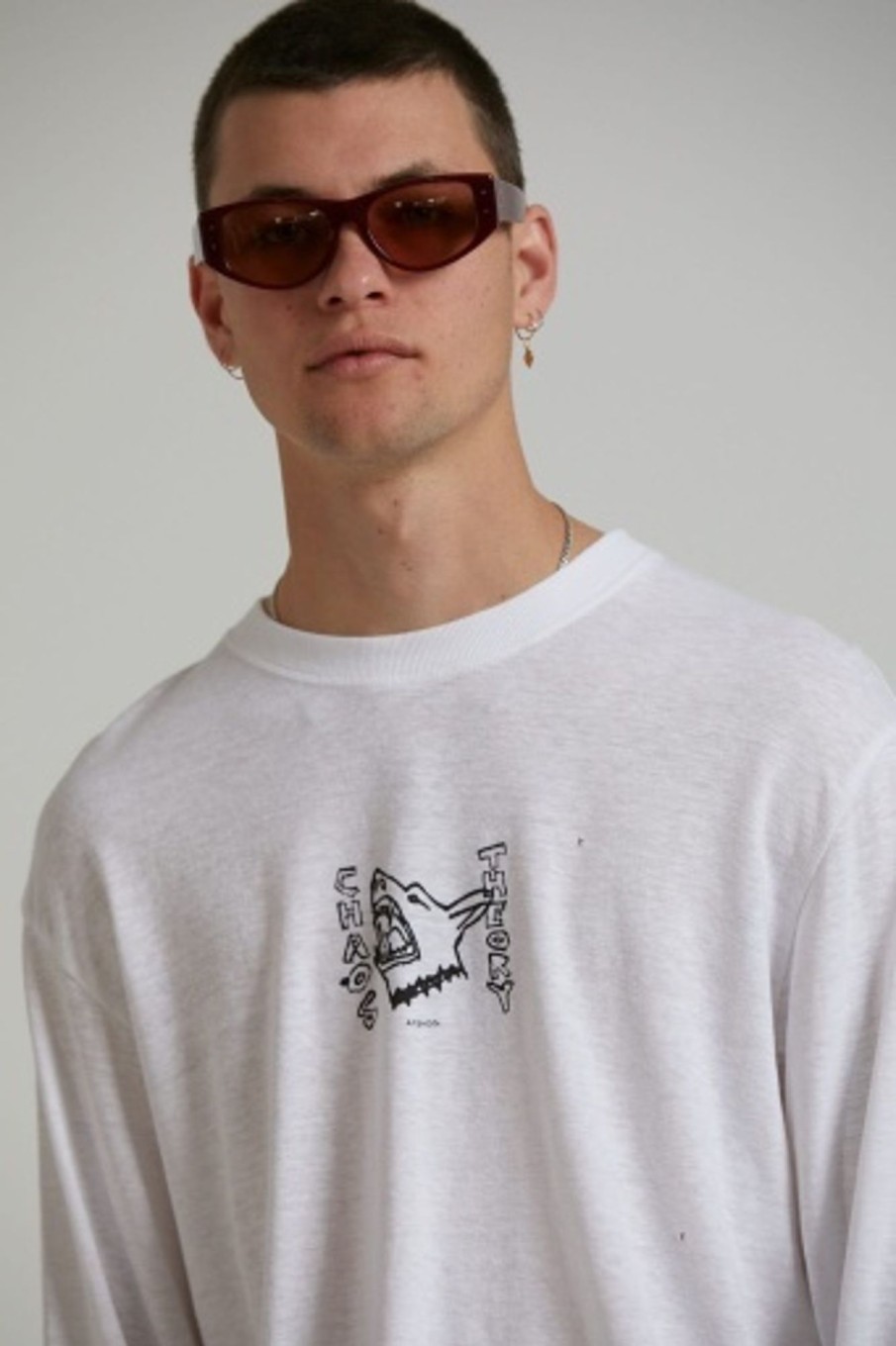 Men'S Clothing Afends | Chaos Theory - Hemp Retro Fit Long Sleeve Tee White