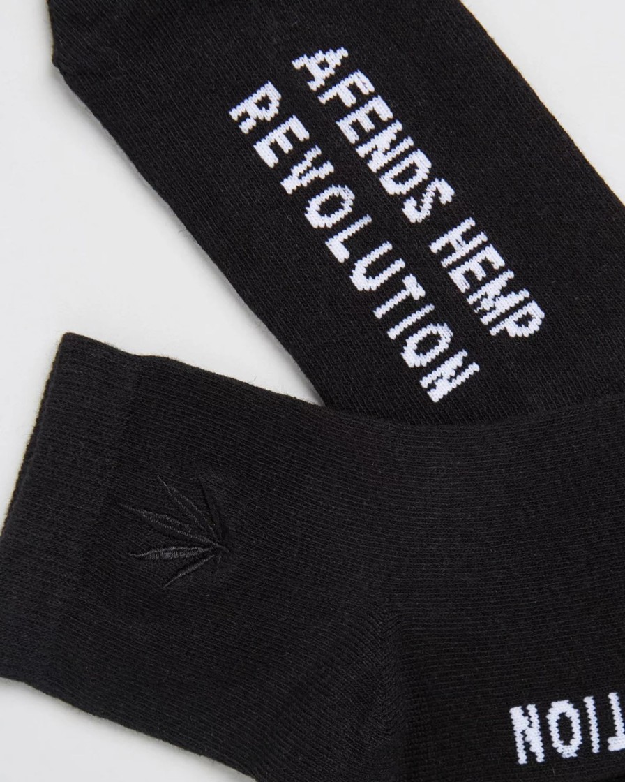 Women'S Clothing Afends | Revolution - Hemp Crew Socks - Black - Os