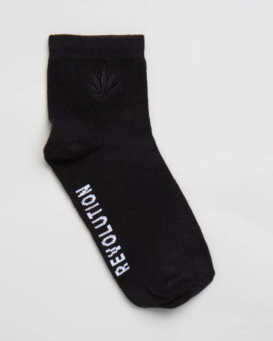 Women'S Clothing Afends | Revolution - Hemp Crew Socks - Black - Os